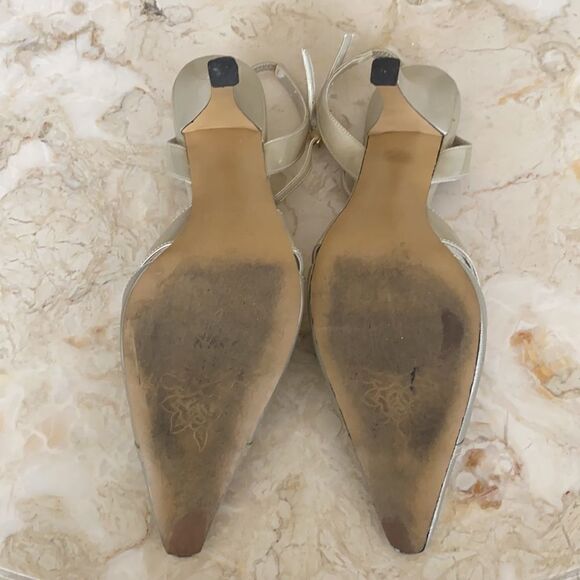 J. Renee Gold & Ivory Metallic Slingback Heels - Picture 8 of 9